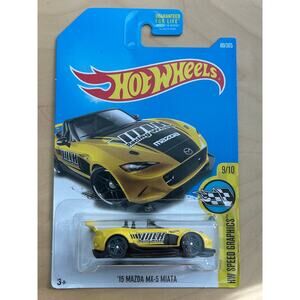 Hot Wheels 2015 Mazda MX-5 Miata Yellow HW Speed Graphics